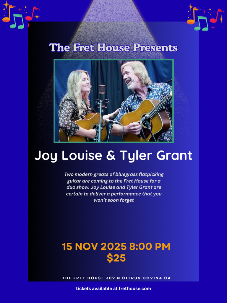 Joy Louise and Tyler Grant In Concert, Saturday, Nov 15 8:00 pm