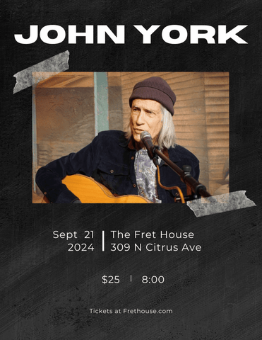 John York In Concert. Saturday, Sept 21, 2024, 8:00 pm