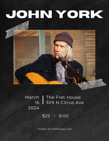 John York In Concert. Saturday, March 16, 8:00 pm