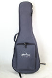 Gray guitar case with Martin & Co logo on a white background