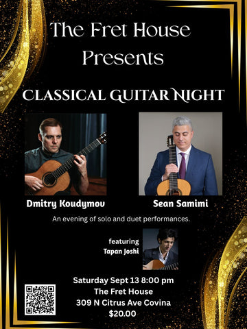 Classical Guitar Night at The Fret House, Saturday, Sept 13, 8:00 pm